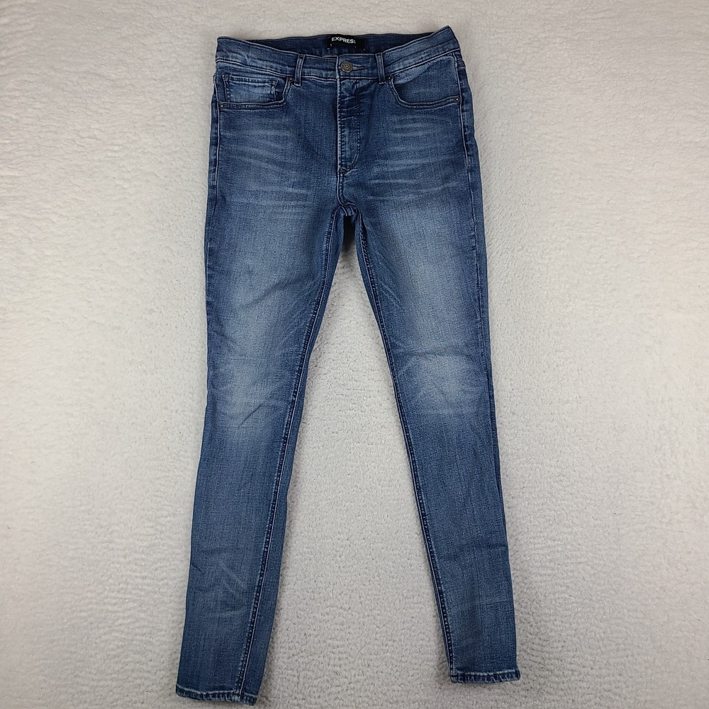 EXPRESS Jeans Womens 10 Blue Legging High Rise Stretch Medium Wash Perfect Denim